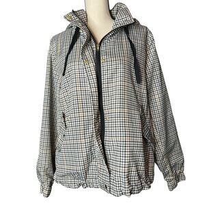 Catherine Malandrino Women's Windbreaker in Black and Brown Houndstooth Size L